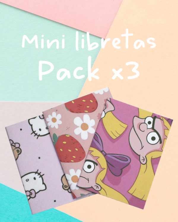 Pack x3 mini libretas Cartoon